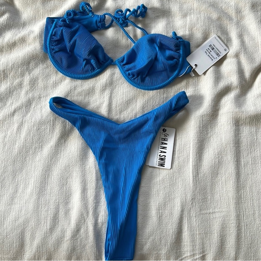 Lahana swim Scarlett top and fox bottoms blue Small